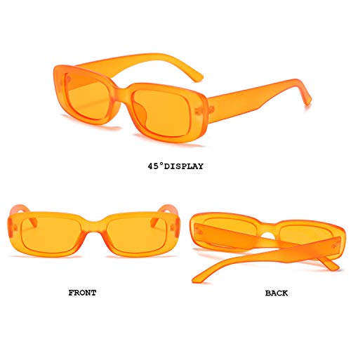 Butaby Rectangle Sunglasses For Women Retro Driving Glasses 90’S Vintage Fashion Narrow Square Frame Uv400 Protection Orange #TOP1