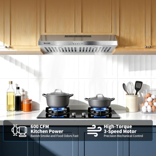 Image of 30 Inch Under Cabinet Range Hood, kitchen hood ductless 600 CFM