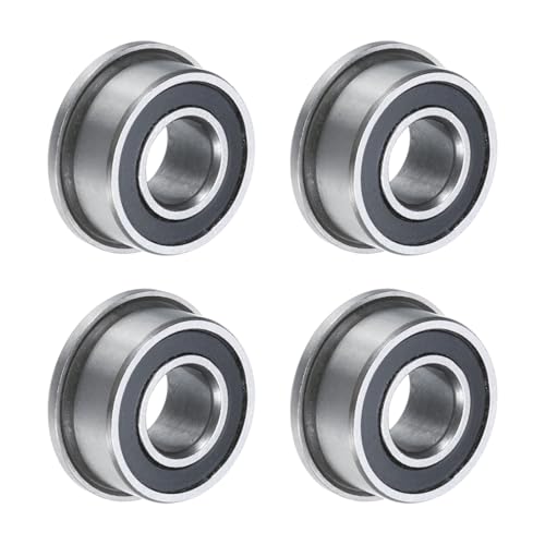 uxcell MF63-2RS Flanged Ball Bearing 3x6x2.5mm Double Sealed Chrome Steel Flange Bearings, 4pcs