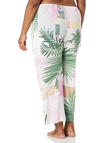 Hue Women's Knit Capri Pajama Sleep Pant, White-Palm Print, S #TOP1