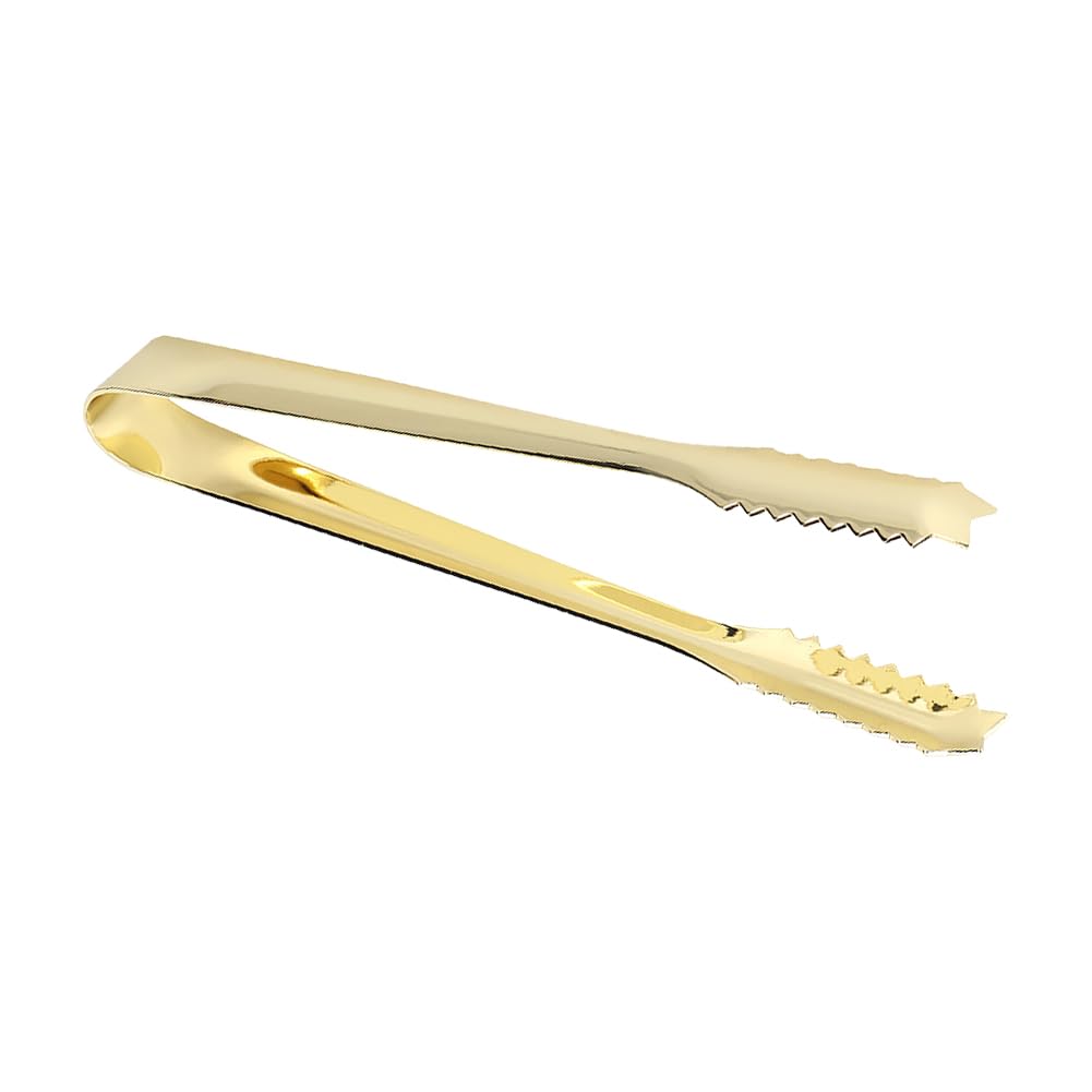 Tiiyee Pinzas Para Hielo de Acero Inoxidable Doradas con Dientes para Cocina Buffet Café