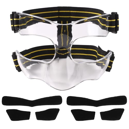 Mask for Broken Nose, 5.9x3.74in Broken Nose Face Guard Shield Yellow & Black Adjustable Nose Protector with Padding Sports Face Mask Nose Guard for Basketball Soccer Baseball (Half Cover)