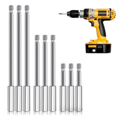 9 Pièces Porte Embout Magnetique,Porte Embout Visseuse,Embout Long Visseuse,Porte Embout,Rallonge Visseuse,Rallonge Embout Visseuse,Support De 60/100/150 Mm, Tige D'extension De Foret