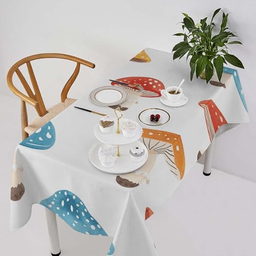 Nappe rectangulaire motif champignon rétro imperméable table