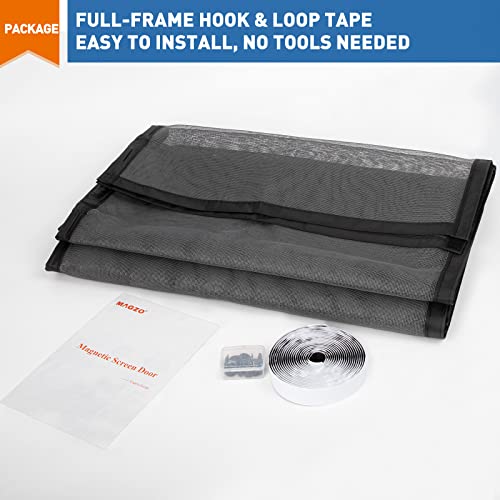 Magzo Magnetic Screen Door Fit Door Size 36 X 96 Inch, Screen Size 38" X 97" Reinforced Fiberglass Mesh Curtain Entry Door Mesh With Full Frame Hook&Loop-Grey #TOP6