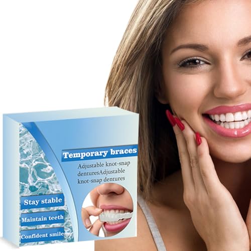 Adjustable Snap-On Zahnprothese - Temporärer Zahnschutz, False Artificial Temporary Teeth Braces, Snap On Veneers Für Männer Frauen Falsche Zähne, Silikon nicht-poröse Kapuze