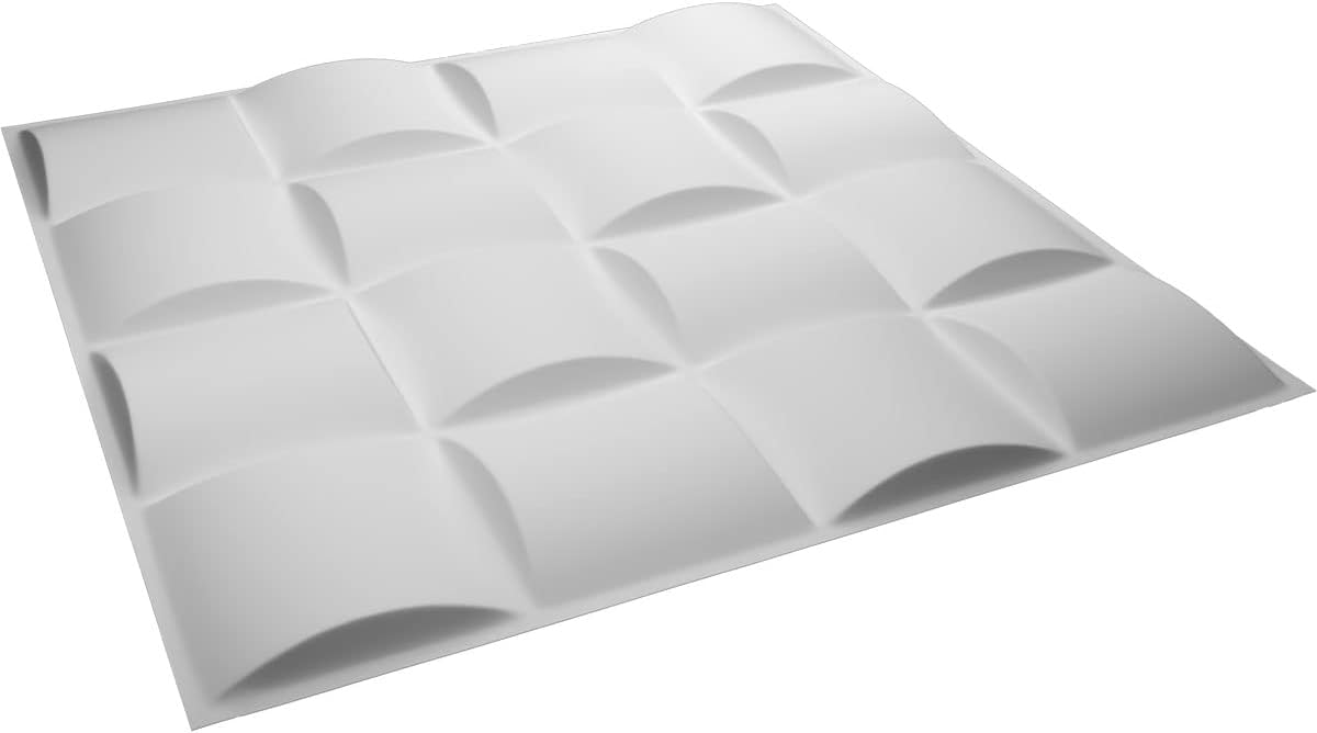 White Textured PVC 3D Wall Panels, 19 5/8" x 19 5/8", 10-Pack