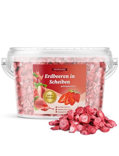 Feinwälder® Knusprige Erdbeerscheiben – Gefriergetrocknet für reinen Geschmack, Ohne Zuckerzusatz und Konservierungsstoffe, Natürlich und Lecker (300 g)