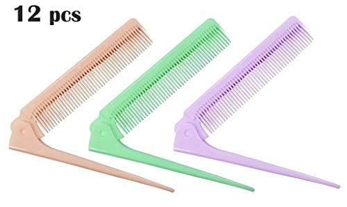 Louise Maelys Rat Tail Comb Folding Portable Hair Brush Hair Comb (12 Count)
