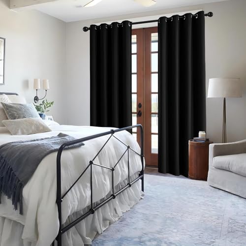 IGEMAEVE Black Blackout Curtains 84 Inch Length 2 Panels Set,
