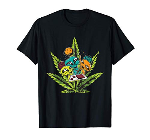 Weed High Alien Cookie Space Funny Cannabis Lover Gifts Maglietta