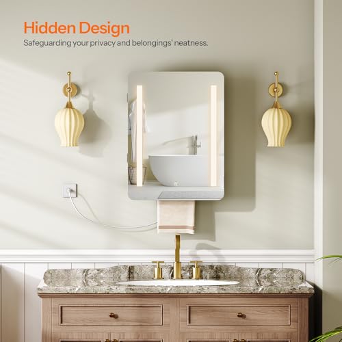 Hoobro WT59UDCW01 Bathroom Medicine Cabinet With Mirror And Lights, Wall-Mounted Cabinet With Storage, Lighted Medicine Cabinet thumb #1