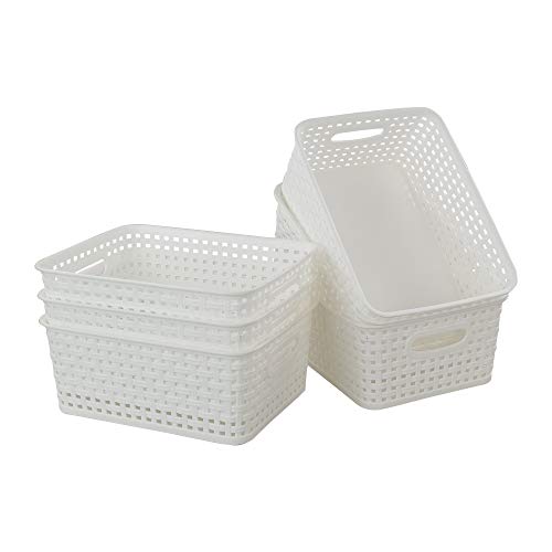 Easymanie Plastic Weave Storage Basket Bin, 10