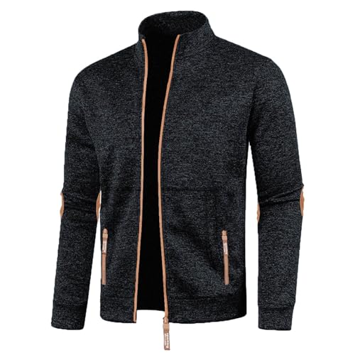 Mens Jackets Zip Up Stand Collar Fleece Jacquard Slim-Ft Sport Jackets - image 5