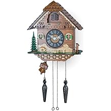TIMEGEAR Cuckoo Wall Clock with Night Mode, Quartz Movement and Swinging Pendulum The Farm