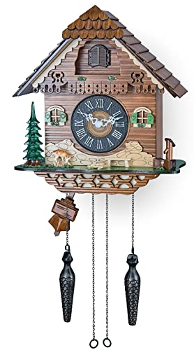 TIMEGEAR Cuckoo Wall Clock with Night Mode, Quartz Movement and Swinging Pendulum (The Farm)
