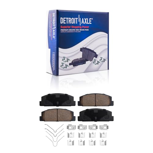 Image of Detroit Axle - REAR Brake Kit for 2003 2004 2005 Mazda 6, 03 Protege Drilled & Slotted Disc Brake Rotors Replacement Ceramic Brakes Pads