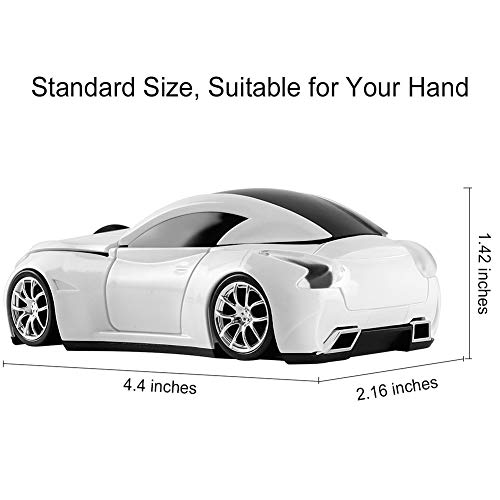 Chuyi Cool Car Shaped Wireless Mouse 1600Dpi Cordless Office Mice For Travel Business School Home Gift (1 Pack-White) #TOP1