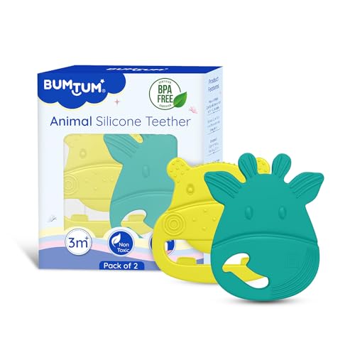 Image of BUMTUM Soft Silicone Baby Teether| Teether for 6 to 12 Months Baby |Bpa Free Teething Toys for Babies, Infants & Toddlers| Animal Shape 2Pcs