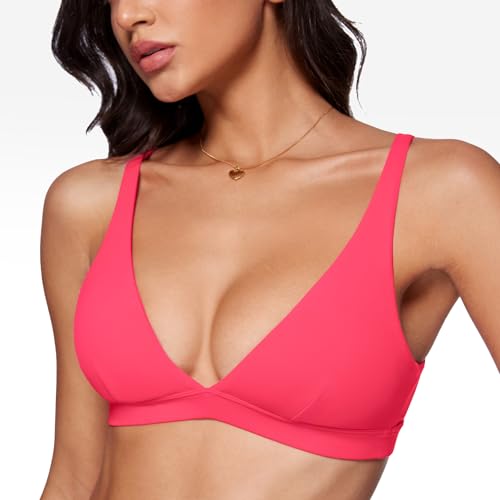 Image of INGIA Deep V-Neck Sports Bra Padded U Back Yoga Workout Bra | Low Impact, Fitness, Yoga, Wireless, Workout, Contour, Crop Top, for Women