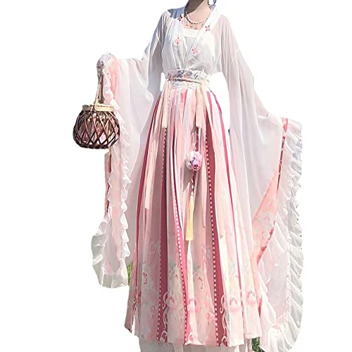 XIALON Chinesischer Hanfu Anzug Prinzessin Kleid Damen Fee Volkskostüm Kleidung Damen (Rosa, L, L)