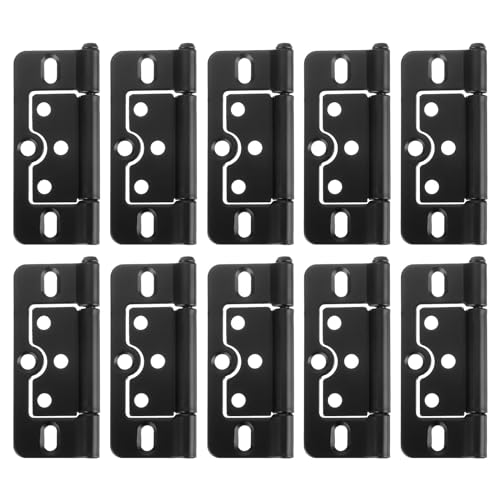 sourcing map 10Pcs 3x1.4 Inch Door Hinges Non-Mortise No Noise Bifold Door Hinges for Cabinet Furniture Window Wardrobe Electrophoresis, Black