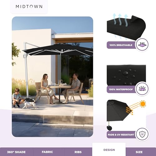 Image of Midtown Umbrellas Grande Square - 9 x 9 Ft Cantilever Umbrella