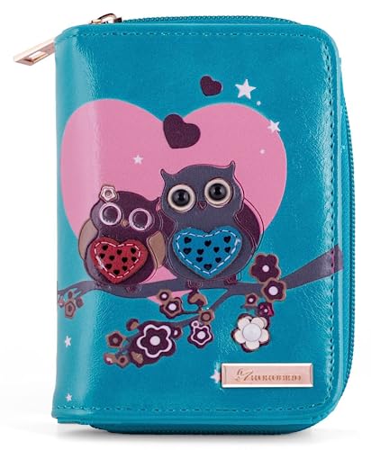 kukubird Ladies Owl Zipper Wallet, Small Purse Faux Leather Wallet for Women with Coin Bag, Multifunction Bifold Wallets, Credit Card Holder Wallet-Blue kukubird Ladies Owl Zipper Wallet, Small Purse Faux Leather Wallet for Women with Coin Bag, Multifunction Bifold Wallets, Credit Card Holder Wallet-Blue
