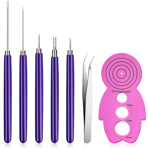 Newellsail 7 Stück Papier Quilling Werkzeug Set Multifunktions Schlitznadel-Stift-Set Enthalten 5 Curling Quilling-Nadelstift 1 Quilling Curling Coach und 1 Pinzette