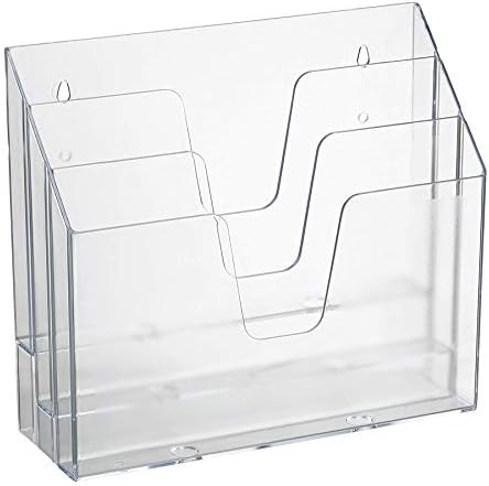Acrimet Horizontal Triple File Folder Holder Organizer (Clear Crystal Color)
