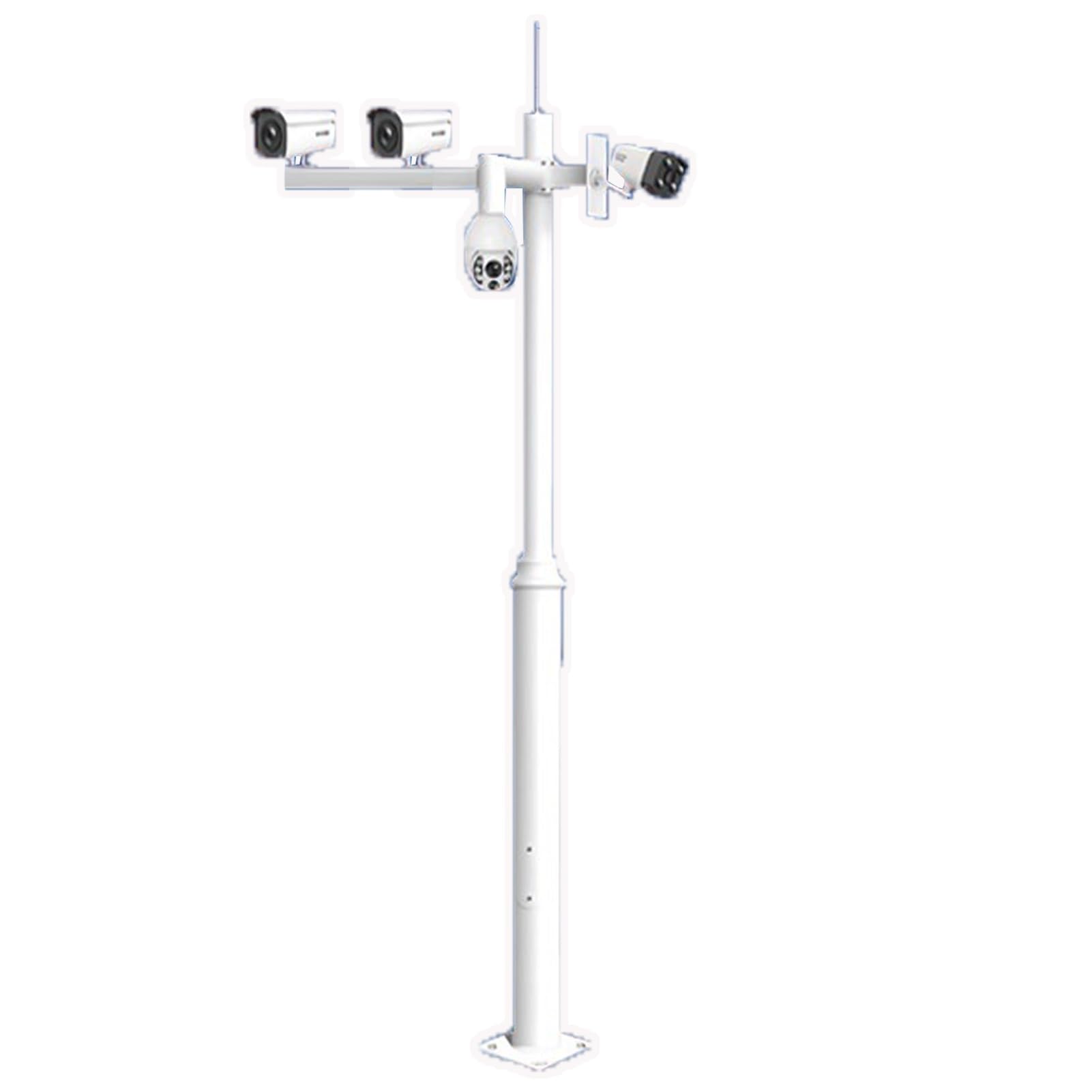 Aioneer Extendable Outdoor Camera Pole With 4 Mounting Arms - Weatherproof Surveillance Pole For, Universal Fit, Detachable Security Camera Mounting Solution