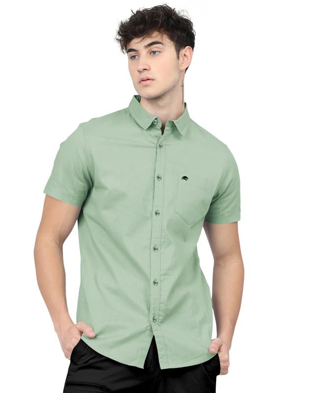 Image of BRUCEWANE Men's 100% Cotton Half Sleeve Shirt