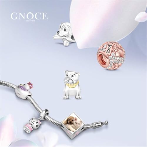 Image of GNOCE Pet Dog Bowl Bead Charm For Women, S925 Sterling Silver Bead Charm NecklaceBracelet for Her, Jewelry Gift