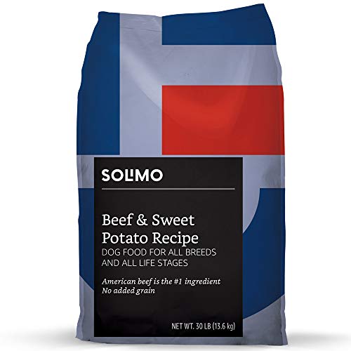 Amazon Brand - Solimo Ultra-Premium Dry Dog Food, No Added Grain, Beef & Sweet Potato Recipe, 30 Lb. Bag
