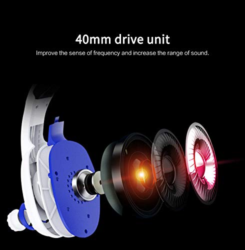 HNQH Fone de ouvido para jogos com fio para PC, fone de ouvido estéreo branco sobre a orelha com mic