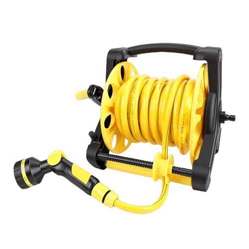 Zerodis Tuyau d'Arrosage Enrouleur de Tuyau d'eau en Alliage 'aluminium Robuste avec Buse de Pulvérisation Rétractable Portable Outils 'extérieur pour le Lavage de Voiture Arrosage Enrouleur de
