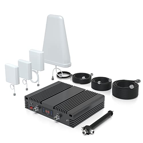 GOBOOST Amplificador de Cobertura Móvil 2 Bandas 900/2100MHz Band 8/1 Uso de MGC y AGC 2G 3G 4G LTE Amplificador de Señal movil, Repetidor de Señal ,Alta Ganancia 75dB Cover