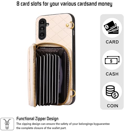 Furiet Argyle Flip Zipper Wallet Case for Samsung Galaxy S25 5G Women White by Furiet - Used condition - Image 3