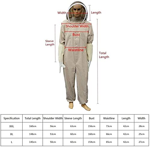 Imker-Kostüm für Erwachsene, Abnehmbarer, atmungsaktiver Imkeranzug mit Sicherheitshandschuhen und Schleierhaube für die… – Bild 8