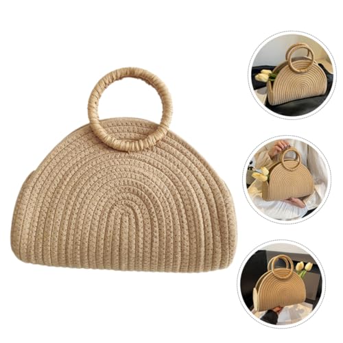 NOLITOY Cotton Rope Handbag Large Capacity Woven Beach Bag for Women Fashionable Straw Bag for Holiday Outdoor Pouch4