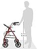 Drive Medical Rollator Walker with Seat - Stable Mobility Support - Height Adjustable - Durable Steel Frame Construction - Smooth 7.5" Wheels - Foldable Frame - 350 Lb Limit - Red