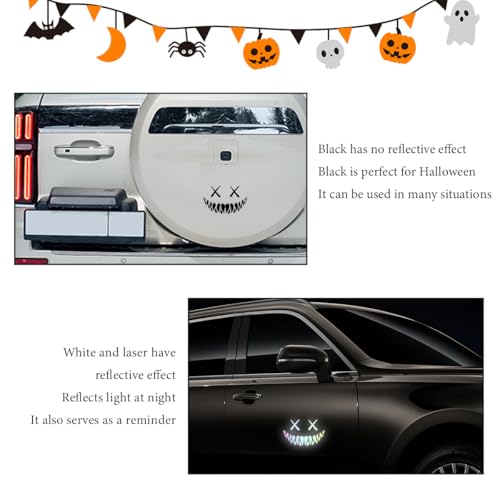 DXNQ Reflective Smile Demon Car Sticker, Funny Cool Devil Smiley Car Decal for Rear Windshield Bumper, Auto Waterproof Demon Smile Sticker for Car Truck SUV, Universal Car Accessories (Colorful)