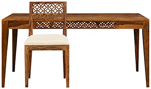 Image of Furniture Wooden Dining Table 6 Seater | Six Seater Dinning Table with Chairs | Dining Room Set | Sheesham Wood, Natural Brown Finish
