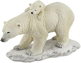 Polar Bear Mother With Adorable Freeloading Cub Statue