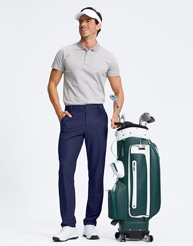 Image of Pudolla Men's Golf Pants 30 inch /32 inch /34 inch Comfy Stretch Dress Work Pants Lightweight Quick Dry Casual Slacks Trousers with Pockets