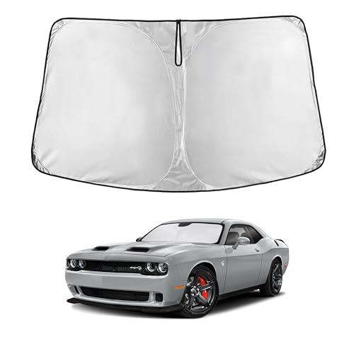 EcoNour Windshield Sunshade Compatible for Dodge Challenger 2015-2023 2024 2025, Sun Visor for Front Windshield & Window Sun Shade Cover, UV Heat Blocker & Protector, Car Accessories