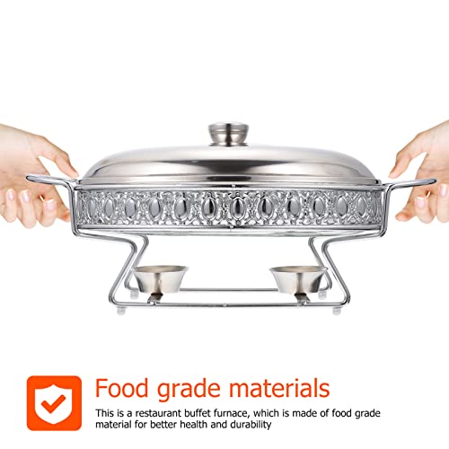 UPKOCH Edelstahl Chafing Teller Buffet Chafer Runder Buffetwärmer Fach mit Deckel Und Chafing Treibstoffhalter für… – Bild 4