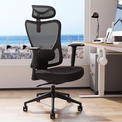 Silla De Oficina Ergonómica EveryKip - Ajustable Con Reposacabezas Y Reposabrazos, Ruedas Antiarañazos, Para Escritorio Y Trabajo