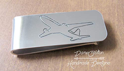 Airplane Money Clip for Men, Various Metals, Customize with Wording on Bothsides4