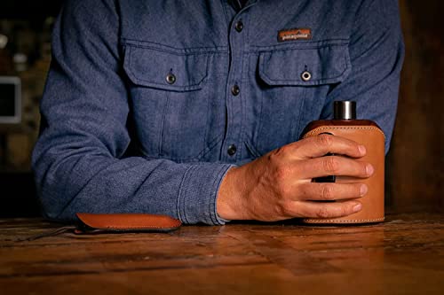 Ragproper Modern Glass Hip Flask For Whiskey And Spirits (Single Shot 100Ml + Double Shot 240Ml, Leather Dark & Tan) #TOP7